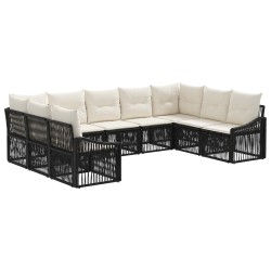 Ensemble de canapé de jardin 9 pcs Noir polyrotin 641987641987