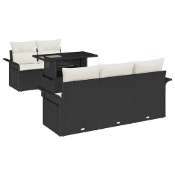 Ensemble de canapé de jardin avec coussin 6 pcs Noir polyrotin 641992641992