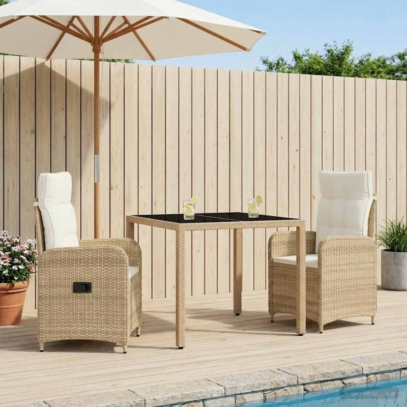Ensemble de repas extérieur 3 pcs Beige et blanc crème 641993641993