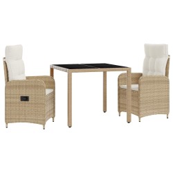 Ensemble de repas extérieur 3 pcs Beige et blanc crème 641993641993