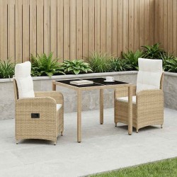 Ensemble de repas extérieur 3 pcs Beige et blanc crème 641993641993