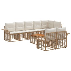 Ensemble de canapés d'extérieur 9 pcs Blanc Naturel et Crème 641994641994