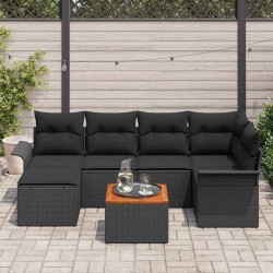 Ensemble de canapé de jardin avec stockage 7 pcs Noir polyrotin 642021642021