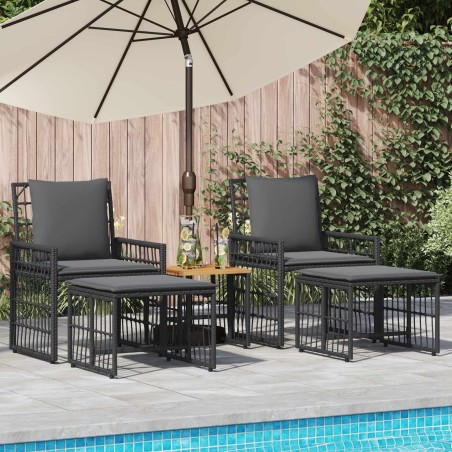 Ensemble de meubles d'extérieur 5 pcs Noir et Gris foncé 642023642023