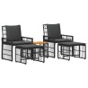 Ensemble de meubles d'extérieur 5 pcs Noir et Gris foncé 642023642023