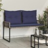 Banc extérieur avec coussin 4 pcs Gris et bleu marine polyrotin 642025642025