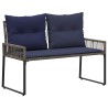 Banc extérieur avec coussin 4 pcs Gris et bleu marine polyrotin 642025642025