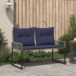 Banc extérieur avec coussin 4 pcs Gris et bleu marine polyrotin 642025642025