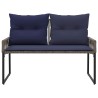 Banc extérieur avec coussin 4 pcs Gris et bleu marine polyrotin 642025642025