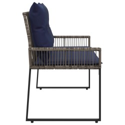 Banc extérieur avec coussin 4 pcs Gris et bleu marine polyrotin 642025642025