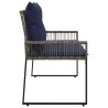 Banc extérieur avec coussin 4 pcs Gris et bleu marine polyrotin 642025642025
