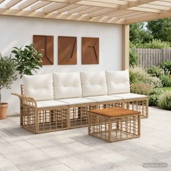 Ensemble de canapés d'extérieur 5 pcs Blanc Naturel et Crème 642033642033