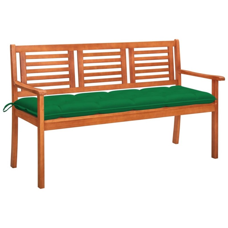 Banc de jardin 3 places avec coussin 150 cm Bois d'eucalyptus 642042642042