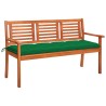 Banc de jardin 3 places avec coussin 150 cm Bois d'eucalyptus 642042642042