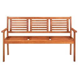 Banc de jardin 3 places avec coussin 150 cm Bois d'eucalyptus 642042642042