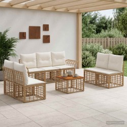 Ensemble de canapés d'extérieur 8 pcs Blanc Naturel et Crème 642046642046