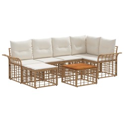 Ensemble de canapés d'extérieur 7 pcs Blanc Naturel et Crème 642049642049