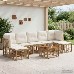 Ensemble de canapés d'extérieur 8 pcs Blanc Naturel et Crème 642053642053