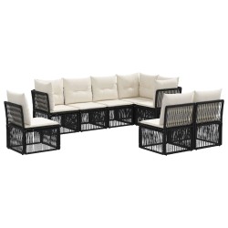 Ensemble de canapé de jardin 8 pcs Noir polyrotin 642054642054