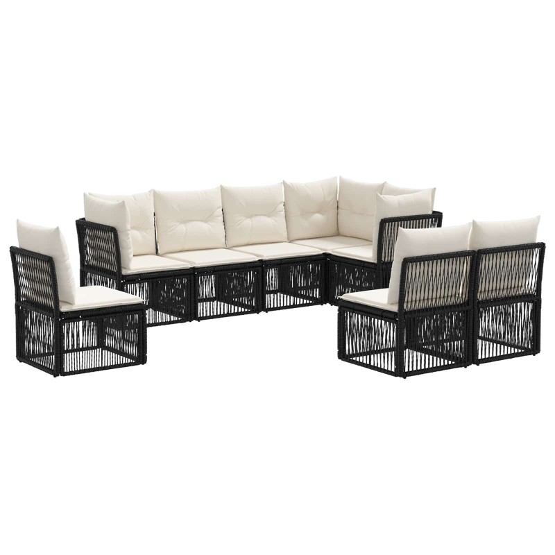 Ensemble de canapé de jardin 8 pcs Noir polyrotin 642054642054