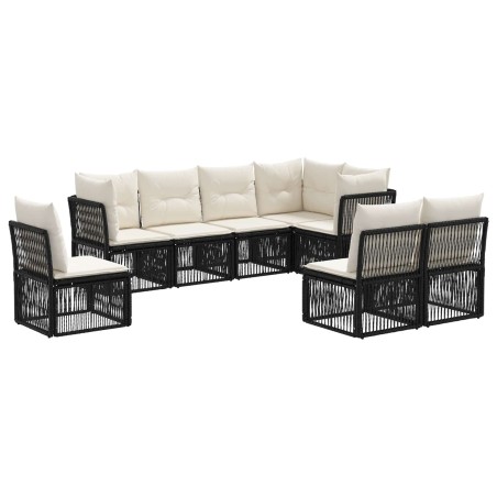 Ensemble de canapé de jardin 8 pcs Noir polyrotin 642054642054