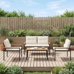 Ensemble de meubles d'extérieur 4 pcs Crème blanc polyrotin 642056642056