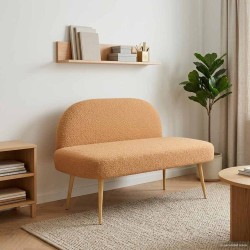 Banc rembourré avec dossier Beige 110 x 60 x 76 cm Bouclé 642057642057