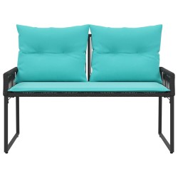 Banc extérieur avec coussin 4 pcs Noir et turquoise polyrotin 642062642062