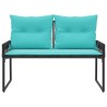 Banc extérieur avec coussin 4 pcs Noir et turquoise polyrotin 642062642062