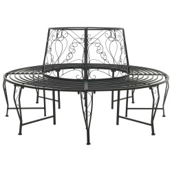 Banc d'Arbre 8-Nombre de places Ø 160 x 89 cm Acier Noir Rond 642071642071