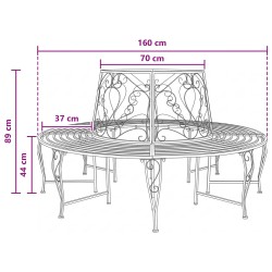 Banc d'Arbre 8-Nombre de places Ø 160 x 89 cm Acier Noir Rond 642071642071