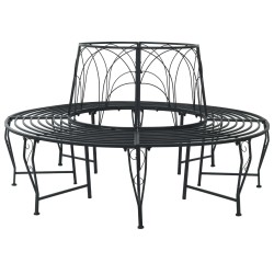 Banc d'Arbre 8-Nombre de places Ø 160 x 89 cm Acier Noir Rond 642077642077