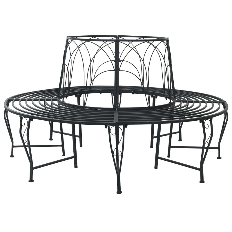 Banc d'Arbre 8-Nombre de places Ø 160 x 89 cm Acier Noir Rond 642077642077