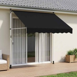 Auvent rétractable manuel Noir 150 cm 642080642080