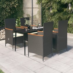Ensemble à manger de jardin avec coussins 5 pcs Noir 642084642084