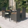 Ensemble à manger de jardin avec coussins 5 pcs Noir 642084642084