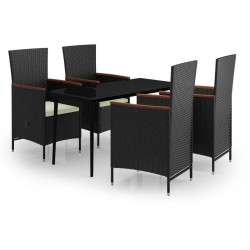 Ensemble à manger de jardin avec coussins 5 pcs Noir 642084642084