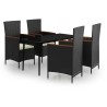Ensemble à manger de jardin avec coussins 5 pcs Noir 642084642084