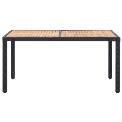 Ensemble à manger d'extérieur 7pcs coussins résine tressée noir 642087642087