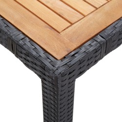 Ensemble à manger d'extérieur 7pcs coussins résine tressée noir 642087642087
