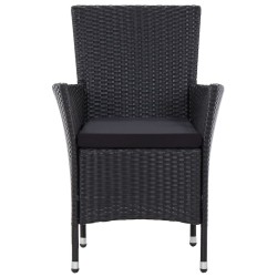 Ensemble à manger d'extérieur 7pcs coussins résine tressée noir 642087642087