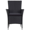 Ensemble à manger d'extérieur 7pcs coussins résine tressée noir 642087642087