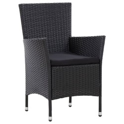 Ensemble à manger d'extérieur 7pcs coussins résine tressée noir 642087642087