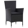 Ensemble à manger d'extérieur 7pcs coussins résine tressée noir 642087642087