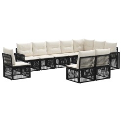 Ensemble de canapé de jardin 10 pcs Noir et blanc crème 642094642094