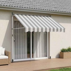 Auvent rétractable manuel Anthracite et blanc 100 cm 642095642095