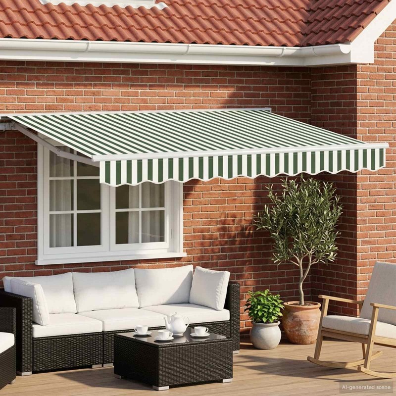 Auvent rétractable électrique Vert et blanc 3,5 x 2,5 m 642097642097