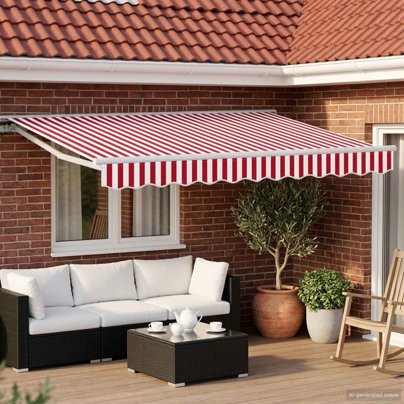 Auvent rétractable électrique Rouge et Blanc 3,5 x 2,5 m 642102642102