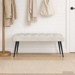 Banc avec capitonnage bouton Crème 110 x 40 x 46 cm Velours 642108642108