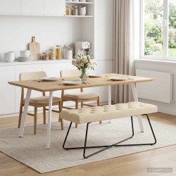 Banc avec capitonnage bouton Crème 110 x 40 x 46 cm Tissu 642111642111
